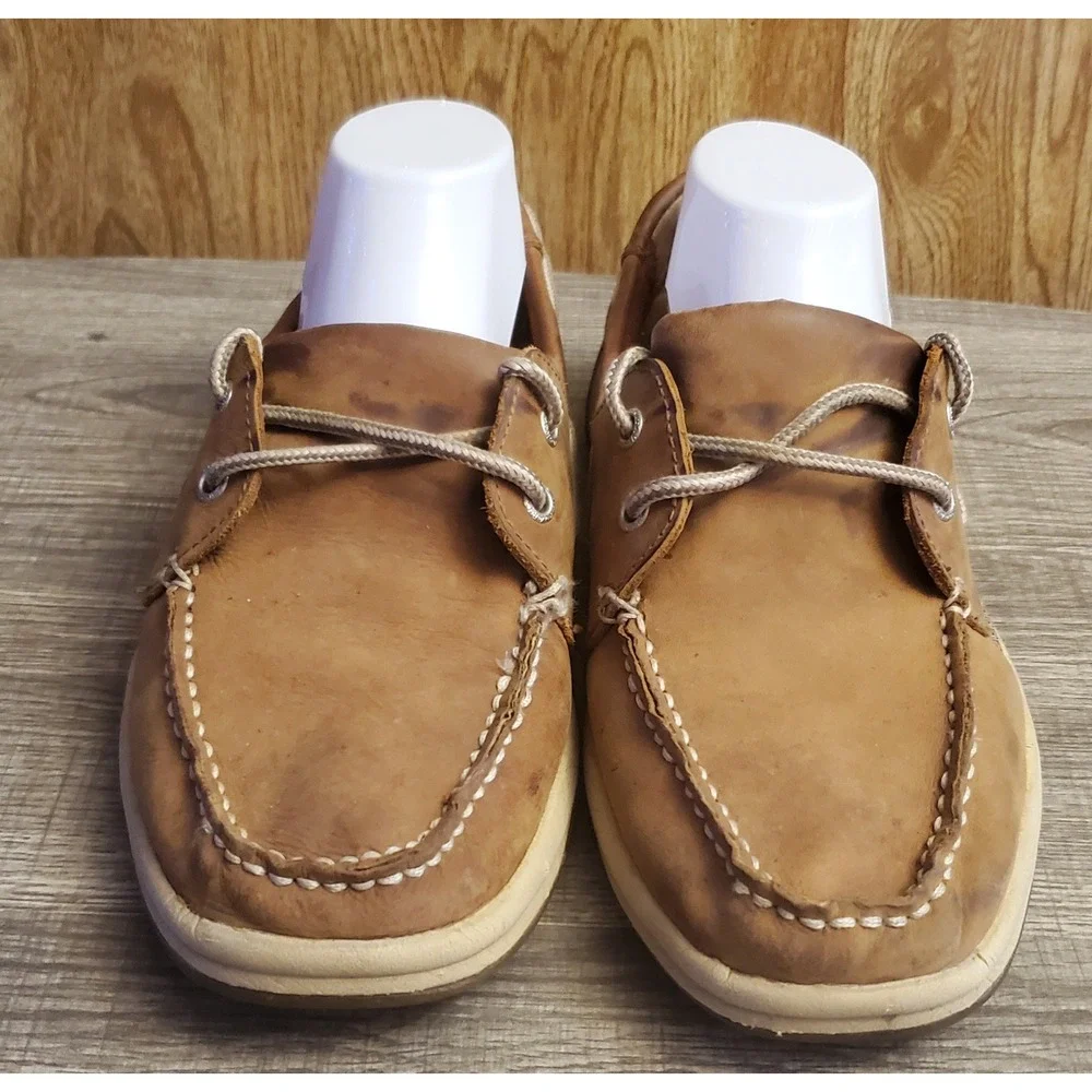 Margaritaville Angler Leather Boat Shoes Men's‎ Size 9.5 Brown